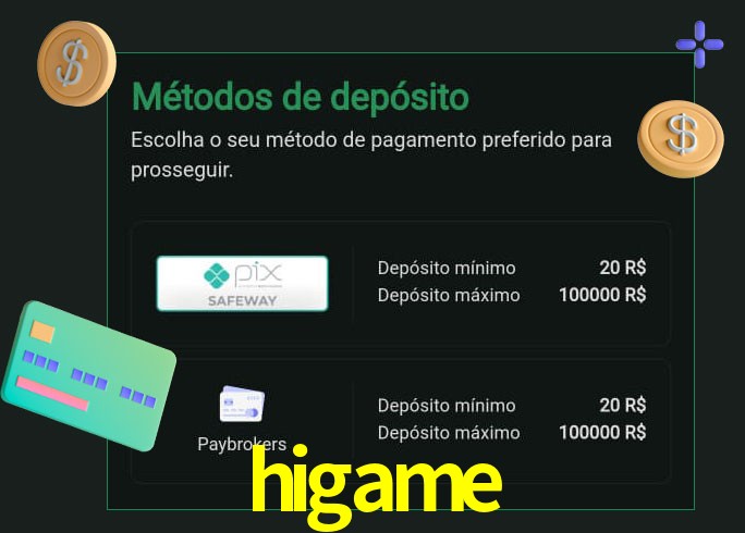 O cassino higame oferece uma grande variedade de métodos de pagamento